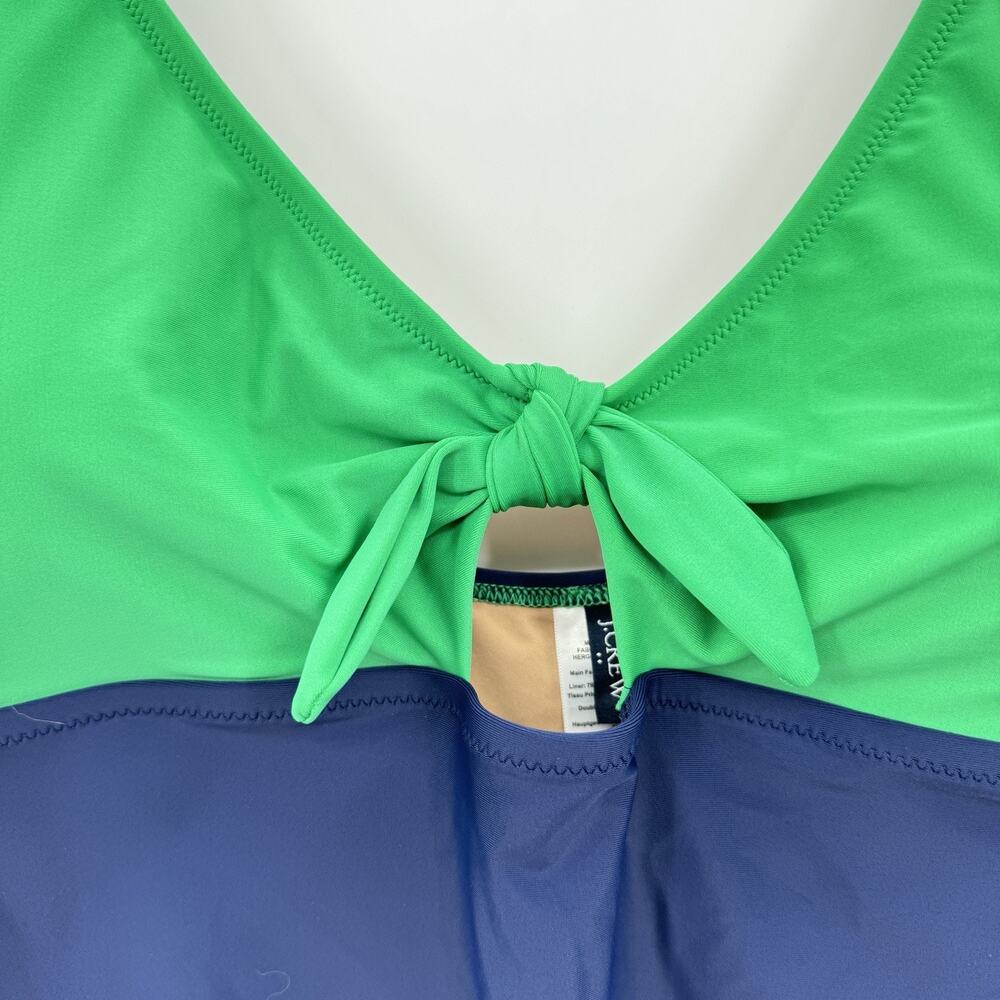 J. Crew Cutout One-Piece Swimsuit with Bow Size 3X Green Blue Colorblock New - Picture 3 of 12